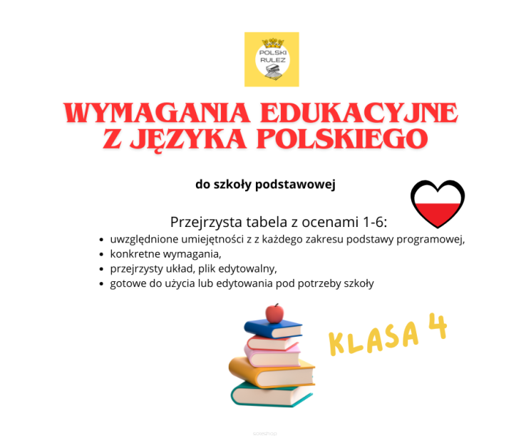 Wymagania edukacyjne z języka polskiego – klasa 4