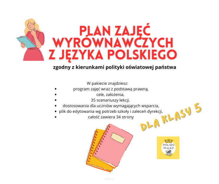 Roczny plan zajęć wyrównawczych z języka polskiego dla klasy 5 szkoły podstawowej